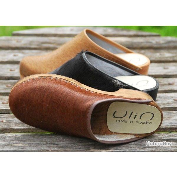 Sabots femme et sabots homme su�dois bois peau de vache 38 Vache rousse