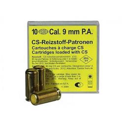 Cartouches gaz CS pour PA 9 mm &agrave; blanc (x10)