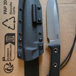 Couteau TRC Knives Apocalypse - Elmax - Finition satin&eacute;e - Manche Micarta noir