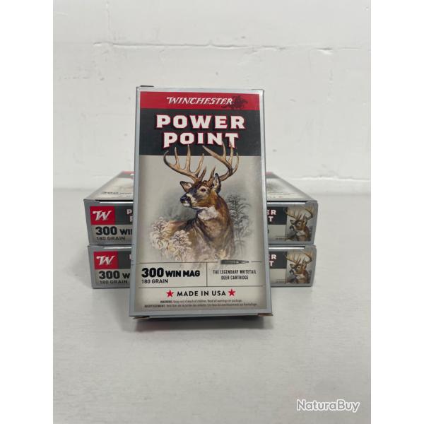 !! Vente Flash !! CARTOUCHE WINCHESTER 300WM 180GR POWER POINT x20 PAR 5 BOITES
