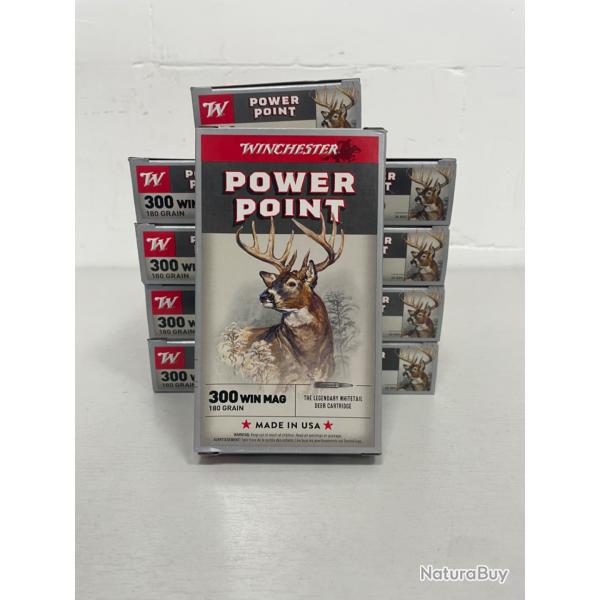 !! Vente Flash !! CARTOUCHE WINCHESTER 300WM 180GR POWER POINT x20 PAR 10 BOITES