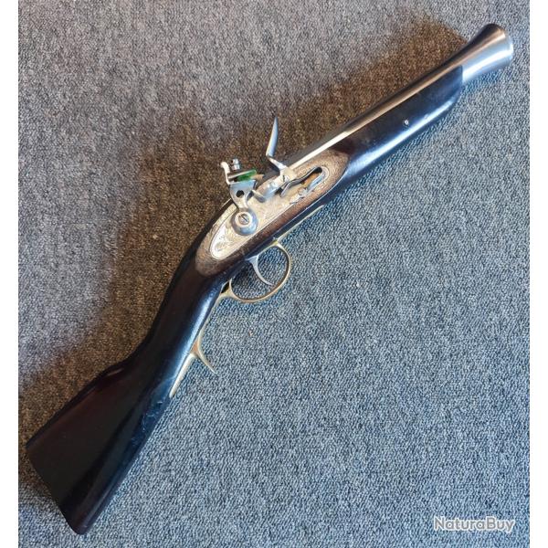 Escopette 50 cm gros pistolet tromblon � silex en acier , bois noirci et laiton tout monomatricule