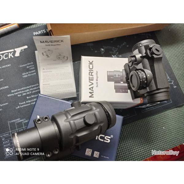 Viseur point rouge VECTOR OPTICS MAVERICK III MIL 1x22 et Magnifier 3