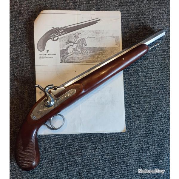 Long pistolet de duel � chargement par la bouche tout monomatricule en acier et bois excellent �tat