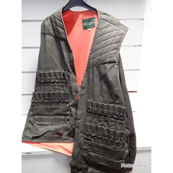 Gilet de chasse Percussion reversible camo et orange taille 46