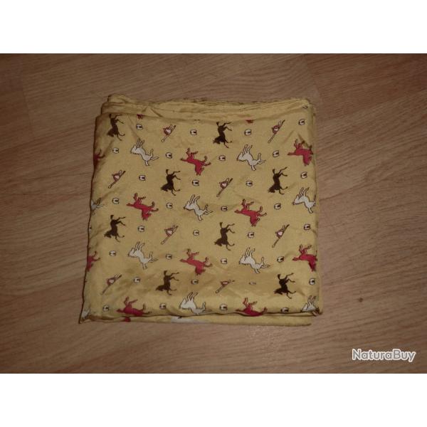 carr� foulard vintage roulott� 100% soie  chevaux  87 X 83 cm