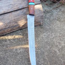 Couteau De Cuisine D'Office Lame Acier Damas 256 Couches Manche Bois/R&eacute;sine Fabric Artisanale01