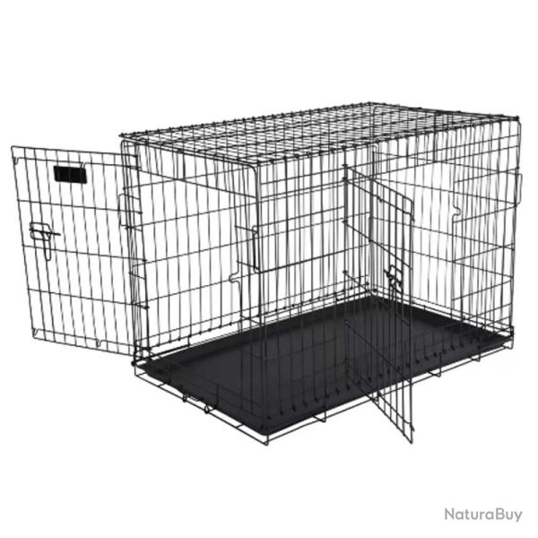 Cage m�tal grillag�e avec plateau noir 107x70x75cm