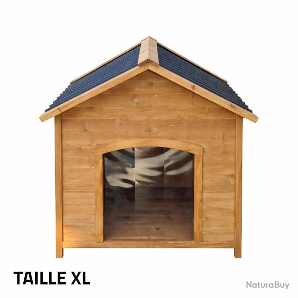 Niche en bois chalet pour chien - Taille XL - Toit PVC