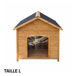 Niche en bois chalet pour chien - Taille L - Toit PVC