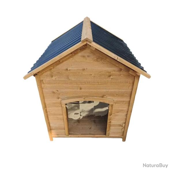 Niche en bois chalet pour chien - 71x77x76cm - �pic�a naturel avec toit PVC