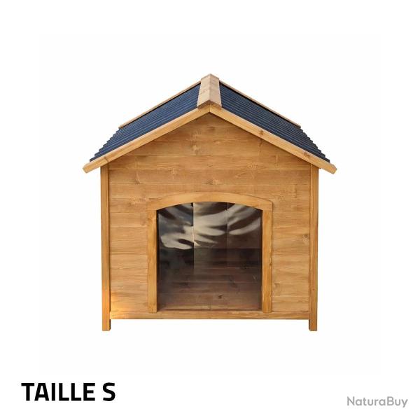 Niche en bois chalet pour chien - Taille S - Toit PVC