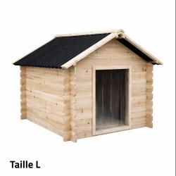 Niche en bois d'&eacute;pic&eacute;a chalet madrier - Taille L - Toit PVC