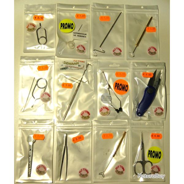 LOT DE 12 OUTILS POUR LE MONTAGE DE MOUCHES