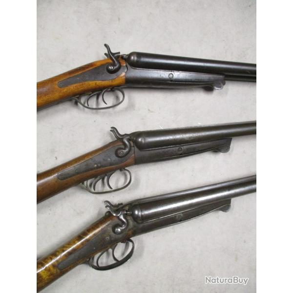 Lot de 3 Fusils HUSQVARNA mod�le 1877, Cal 12 � chiens, � 1 euro sans prix de r�serve!!!