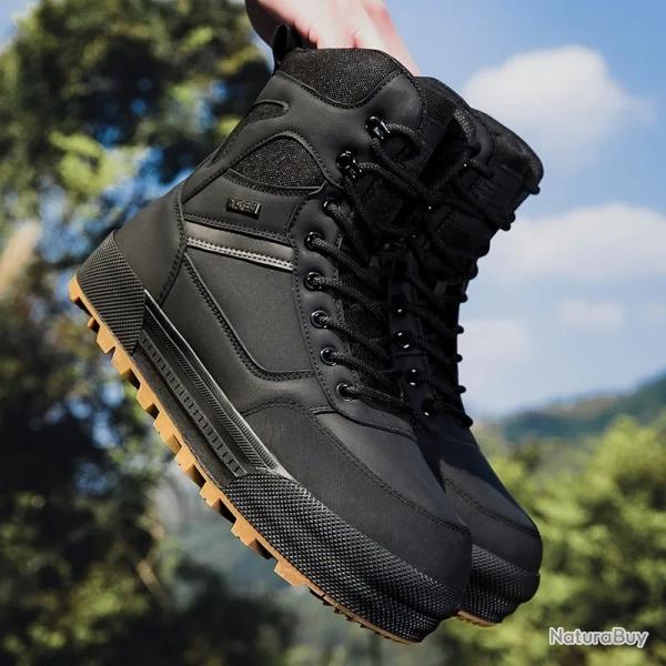 Bottes Tactiques Homme Chaussures Outdoor Randonn�e Camping & Travail Caoutchouc R�sistante Noir