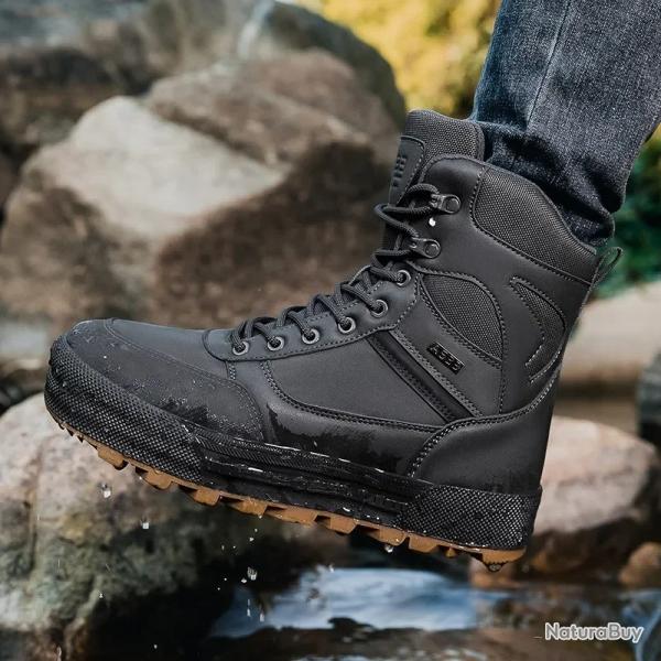 Bottes Tactiques Homme Chaussures Outdoor Randonn�e Camping & Travail Caoutchouc R�sistante Gris