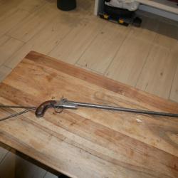 Carabine de Braconnier &agrave; broche cal 14mm avec crosse d&eacute;montable "fil de fer"