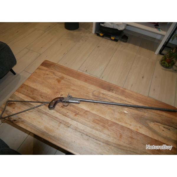 Carabine de Braconnier � broche cal 14mm avec crosse d�montable "fil de fer"