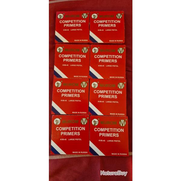 Lot de 800 AMORCES MUROM LARGE PISTOL - KVB 45  competition primers