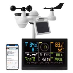 Station M&eacute;t&eacute;o Wifi 7 en 1 Sans Fil Int&eacute;rieur Ext&eacute;rieur Solaire Grand &Eacute;cran Couleur Haute Qualit&eacute;