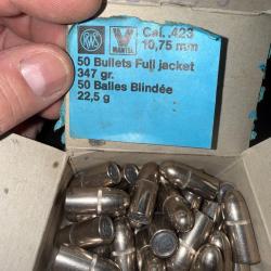1 BOITE DE 50 OGIVES RWS CAL.10,75mm/.423  347 gr blind&eacute;e (2)