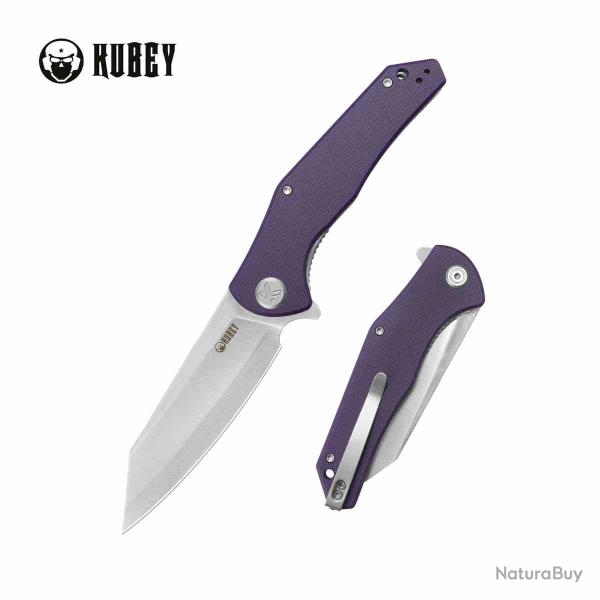 Couteau Kubey Flash Lame Acier San Mai M2 Satin Manche Purple G10 Linerlock IKBS KUB158P