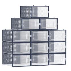 Bo&icirc;tes &agrave; chaussures lot de 18 rangement chaussures pliable pour pointure jusqu'&agrave; 44 transparent et