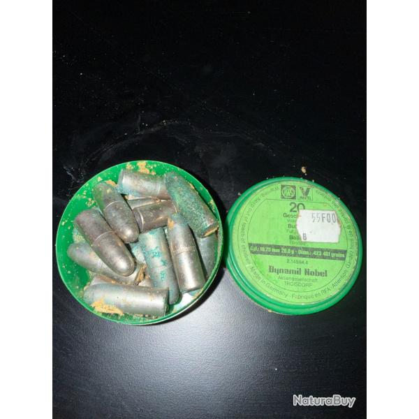 1 BOITE DE 20 OGIVES RWS  CAL.423  10.75mm   401 grs BLINDEE (1)