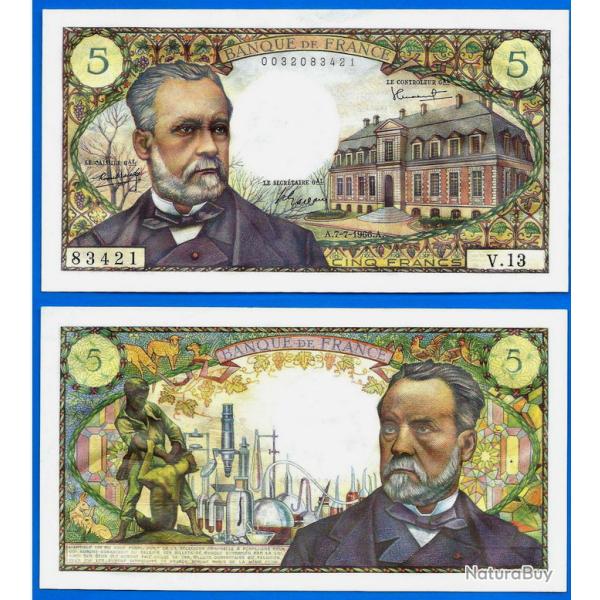 France 5 Francs 1966 7 July Serie V 13 Pasteur Billet