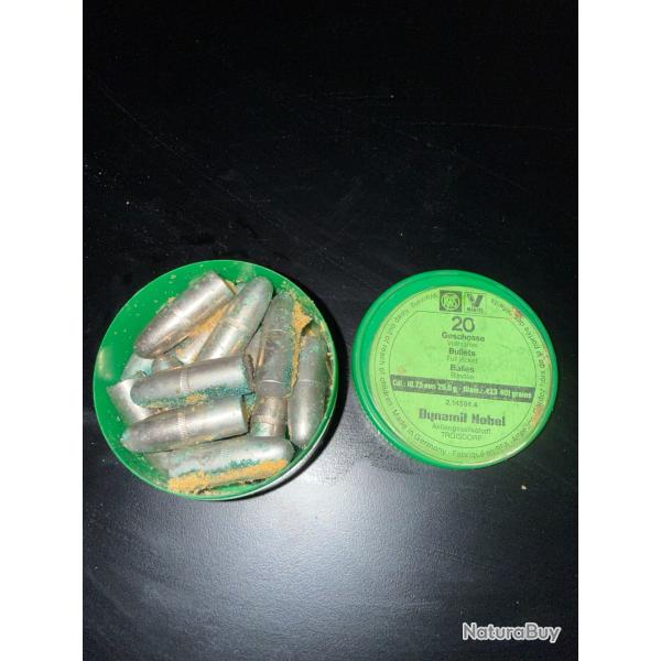 1 BOITE DE 20 OGIVES RWS  CAL.423  10.75mm   401 grs BLINDEE (2)