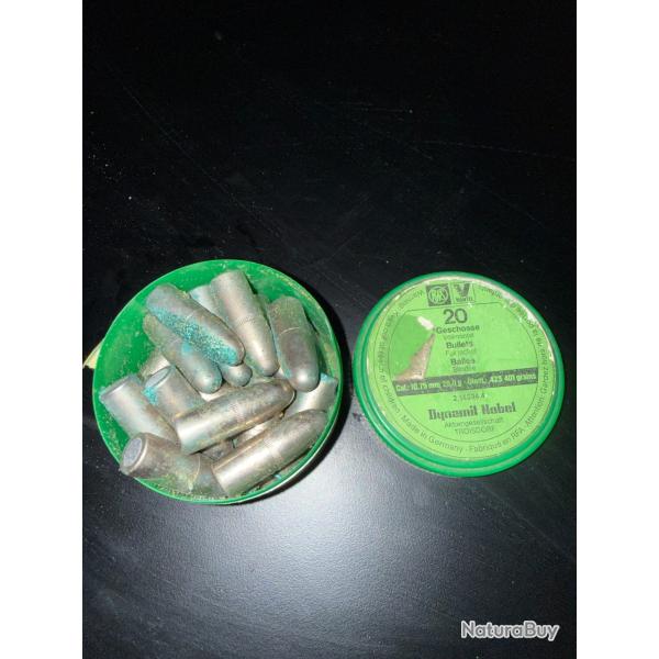 1 BOITE DE 20 OGIVES RWS  CAL.423  10.75mm   401 grs BLINDEE (3)