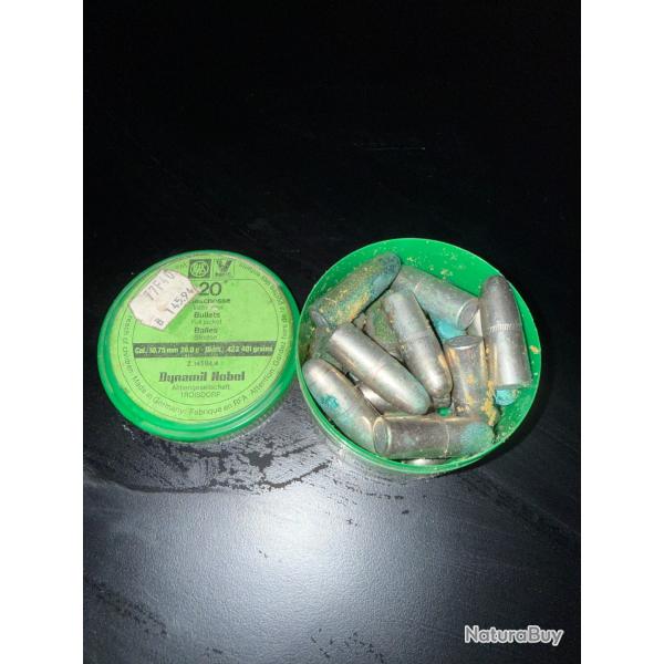 1 BOITE DE 20 OGIVES RWS  CAL.423  10.75mm   401 grs BLINDEE (4)