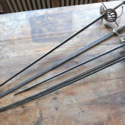 3 &eacute;p&eacute;es 1 sabre sans les fourreaux a identifier