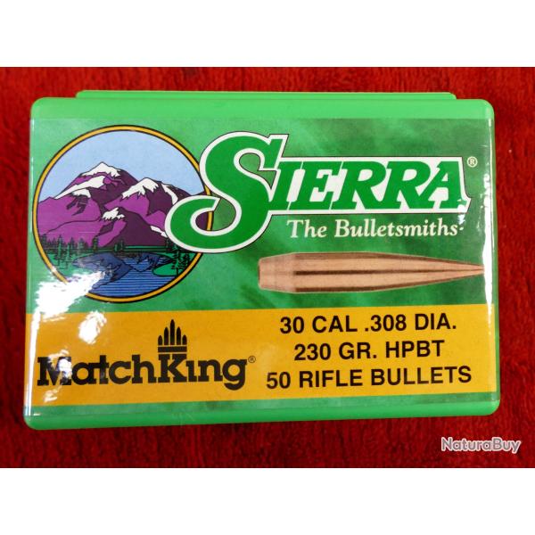 Ogives Sierra MatchKing HPBT cal.30 (.308) 230grs boite de 50