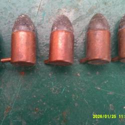 Tr&egrave;s bon &eacute;tat 5 cartouches 12 mm &agrave; broche   tr&egrave;s bon &eacute;tat