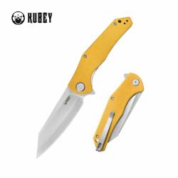 Couteau Kubey Flash Lame Acier San Mai M2 Satin Manche Yellow G10 Linerlock IKBS KUB158N