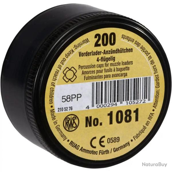 Amorces RWS � ailettes pour fusils a poudre noire 1081- Boite de 200 unit�s