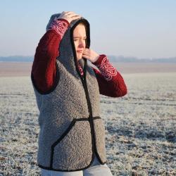 Gilet sweat pure laine m&eacute;rinos capuche homme et femme M (m&eacute;dium) gris anthracite