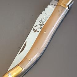 ANCIEN COUTEAU LAGUIOLE,ROSSIGNOL PARAPLUIE &Agrave; L'&Eacute;PREUVE, THIERS, XX&egrave;me,mouche forg&eacute;e, manche corne