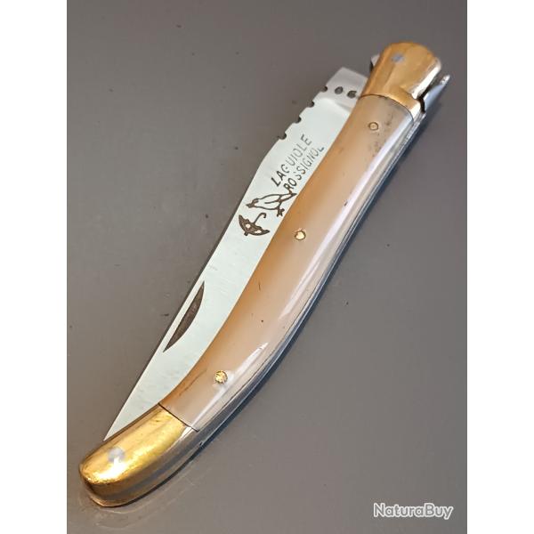 ANCIEN COUTEAU LAGUIOLE,ROSSIGNOL PARAPLUIE � L'�PREUVE, THIERS, XX�me,mouche forg�e, manche corne