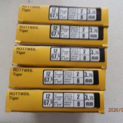 Lot Cartouches ROTTWEIL TIGRE, Cal : 12/67,5 &agrave; jupes ,PLOMB N&deg;2