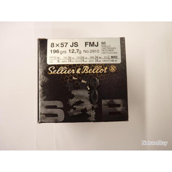 SELLIER & BELLOT Cal.8x57JS FMJ 196grs / 12,7g BOITE DE 50