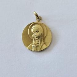 Ancien pendentif or massif 18 carats - Marie - m&eacute;daille catholique - Chr&eacute;tien