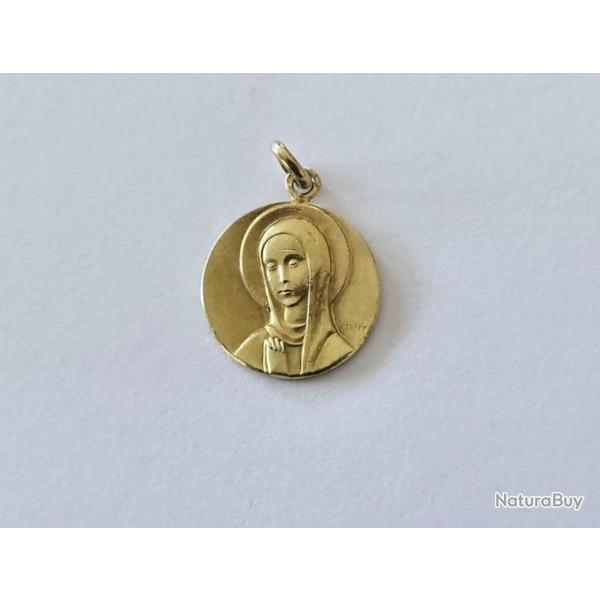 Ancien pendentif or massif 18 carats - Marie - m�daille catholique - Chr�tien