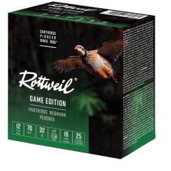 Cartouche ROTTWEIL CAL.12/70 GAME EDITION PERDRIX 32G N&deg;7 PAR 25