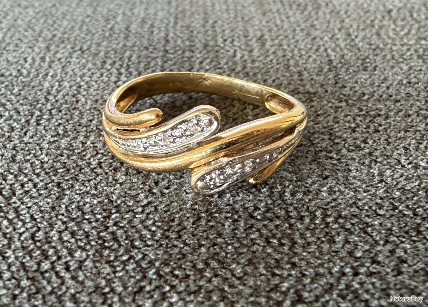 Bague En Or 18 Carats Avec 3 Diamants - Taille 51 - Occasion - Origine France