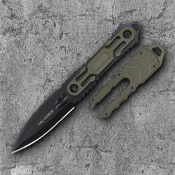 Couteau De Botte Dague Tac Force Lame Acier 3Cr13MoV Manche ABS Vert Etui Abs