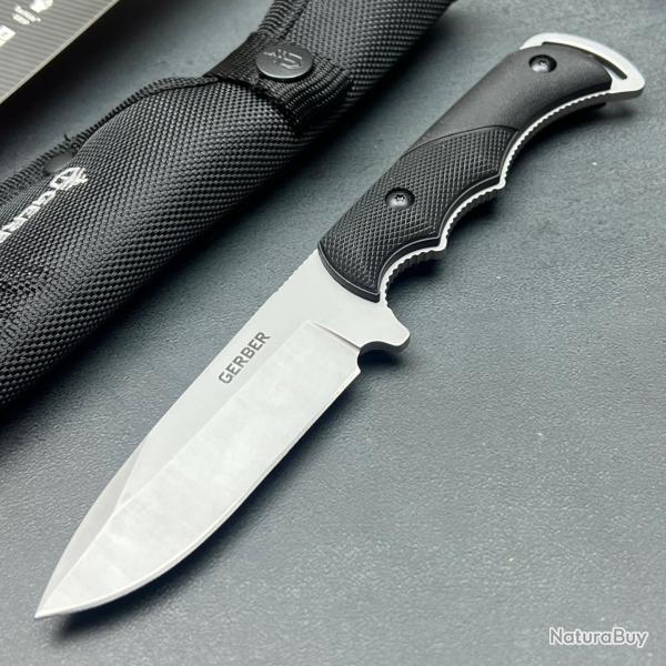 Couteau de Survie Gerber Freeman Guide Lame Acier Inox Manche Fibre de Nylon TacHide