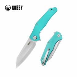 Couteau Kubey Flash Lame Acier San Mai M2 Satin Manche Tiffany Blue G10 Linerlock IKBS KUB158M
